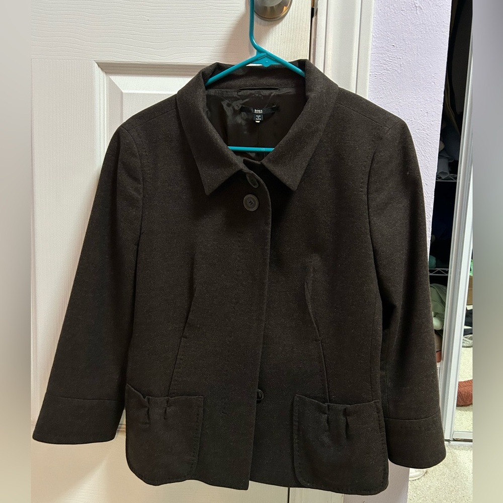 BOSS 50% wool 3/4 blazer